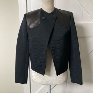 Jenni Kayne Lamb leather trim silk lined blazer jacket size XS